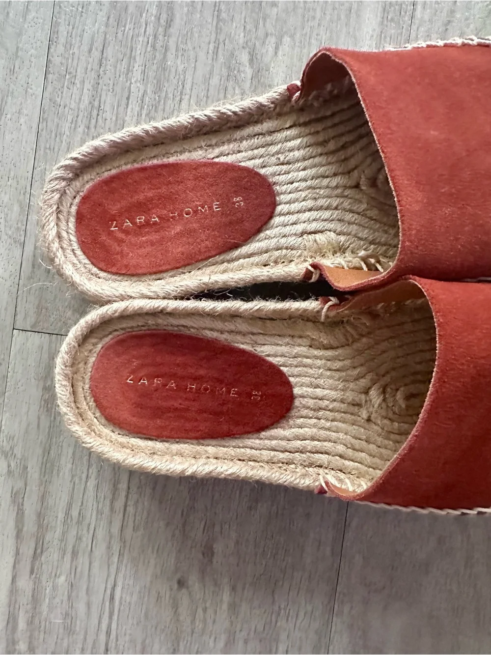 Zara | rust suede espadrille slide flatform sandal - Picture 3 of 11